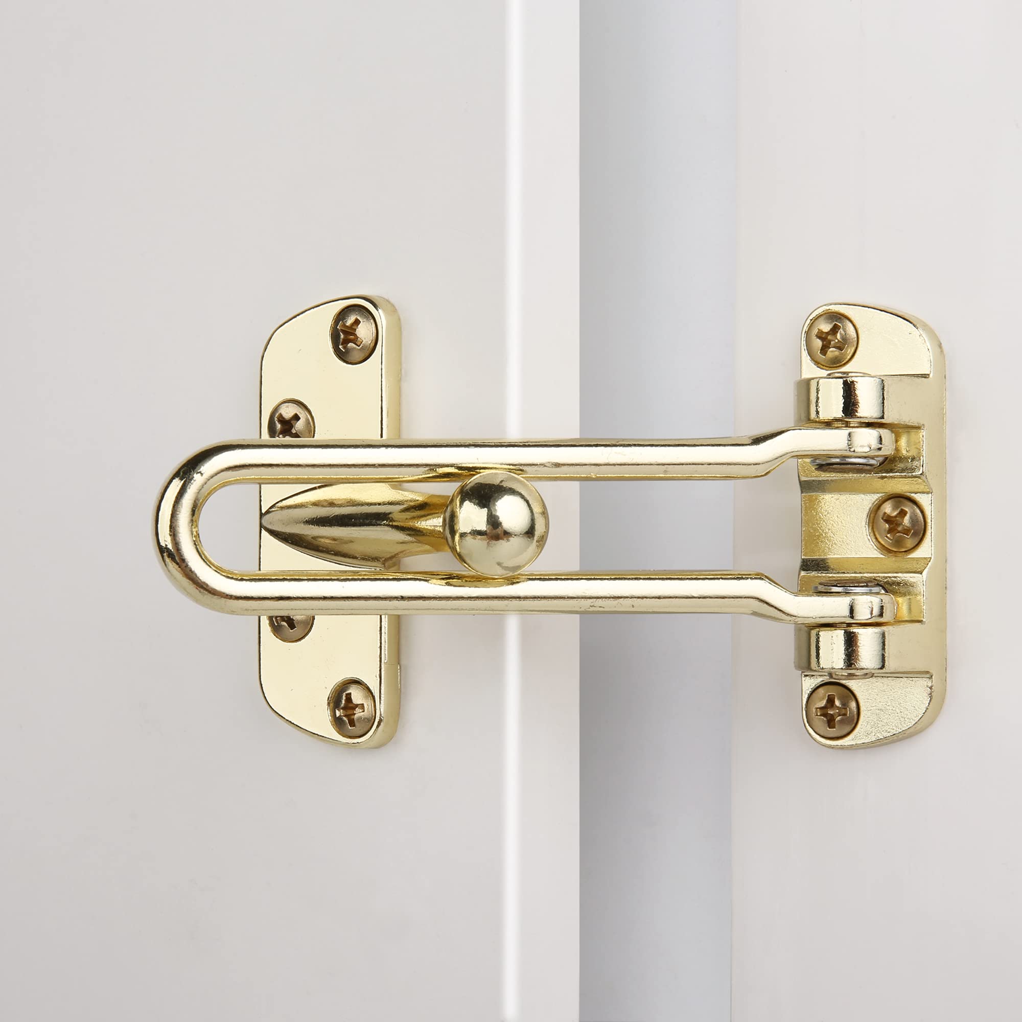 HASWARE Home Security Door Lock Swing Bar,Golden Alloy Anti-Theft Door Guard Latch for Front and Inside Door, Safety Childproof Reinforcement Door Stopper (Golden)