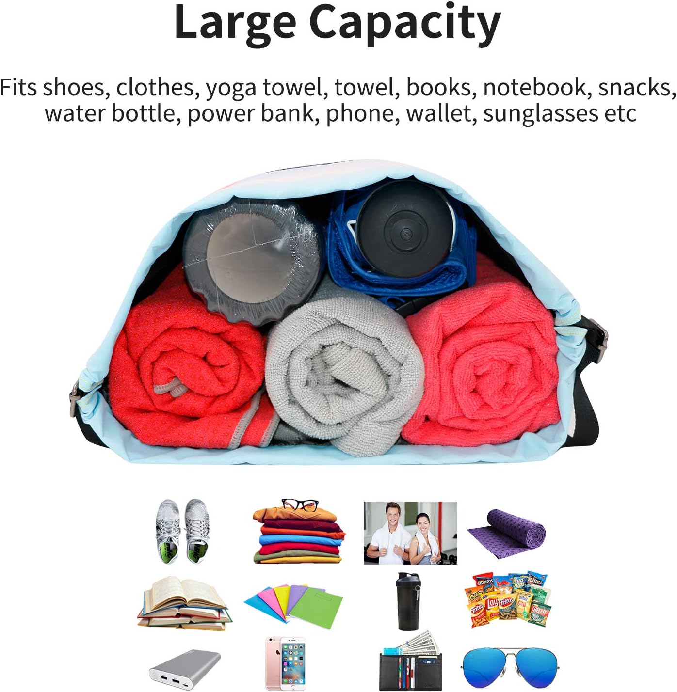Risefit Drawstring Swimming Bag School PE Bags Waterproof Gym Backpack Daily Book Bags with Large Capacity Travel Kids Girls Boys Adults - Image 5
