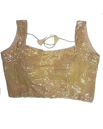 Women's Golden Sequins Sleeveless Radymade Blouse (sleeves inside)(38+margin)