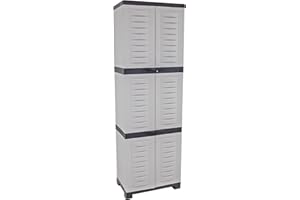 Sunnydaze 72" H Resin Garage Storage Cabinet - Garage Cabinet with Lockable Doors and Adjustable Shelves - Freestanding Utili