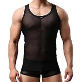 Utcelut Men's Stretchy Sleeveless Muscle Vest Mesh Breathable See Through Tank Tops