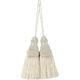 BEL AVENIR Tassels 2 Pcs Key Tassel with Loops Handmade Craft Charms | Beige, DIY Accessories, Elegant, Soft Making Curtain Home Decoration