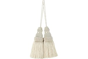 BEL AVENIR Tassel Key Tassel with Loops Handmade Craft Charms DIY Accessories Elegant Soft Making Curtain Home Decoration (Beige, 2 pcs)