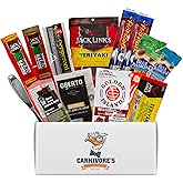 Carnivore's Jerky Snack Box: Assorted Beef Jerky by Top Brands with Local Bison Jerky, Blue Diamond Almonds, and Multi-Purpos