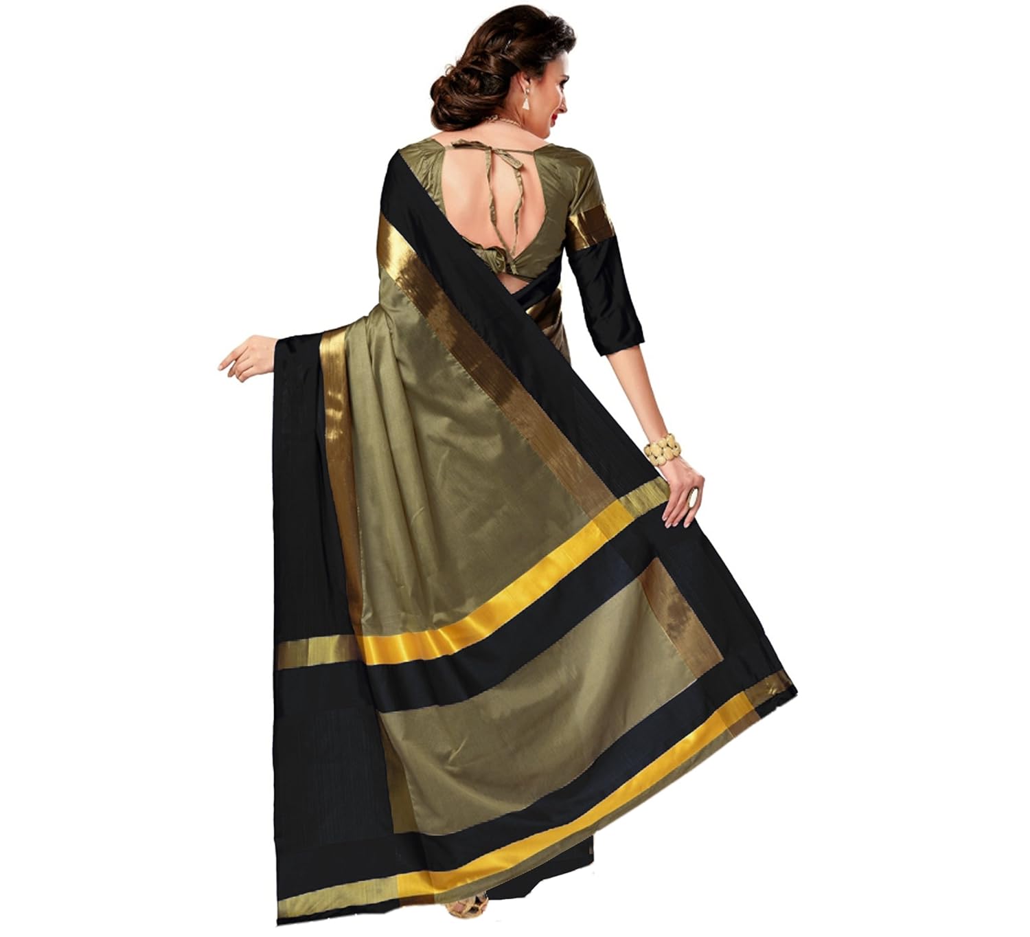 anni designer women's sarees cotton saree with blouse piece (pack of 2)