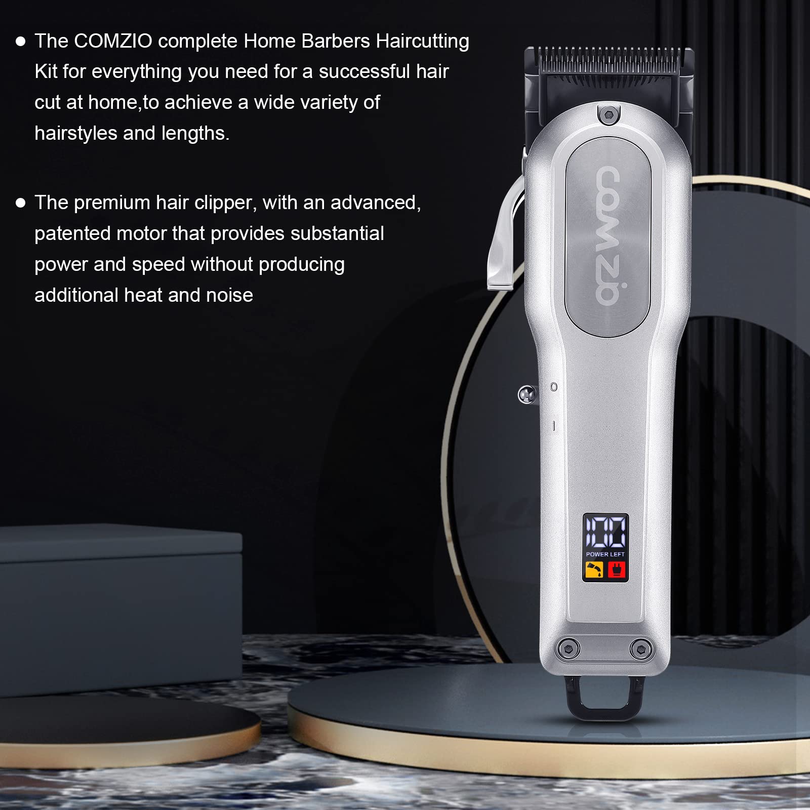 COMZIO® Hair Clippers for Men Professional,Cordless High-Performance Barber Clippers for Hair Cutting,Rechargeable Mens Hair Clippers,Home Haircut &Grooming Set with LED Display,Mens Gifts