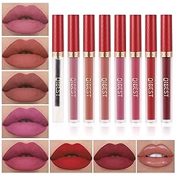 QiBest 8pcs Matte Liquid Lipstick with Lip Plumper