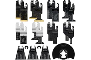 Yuanshikj 30PCS Mix(Titanium+Bi-Metal) Metal Wood Plastics Universal Oscillating Multitool Saw Blades,Oscillating Tool Blade,Professional Quick Release Durable,Multi Tool Blades Kits
