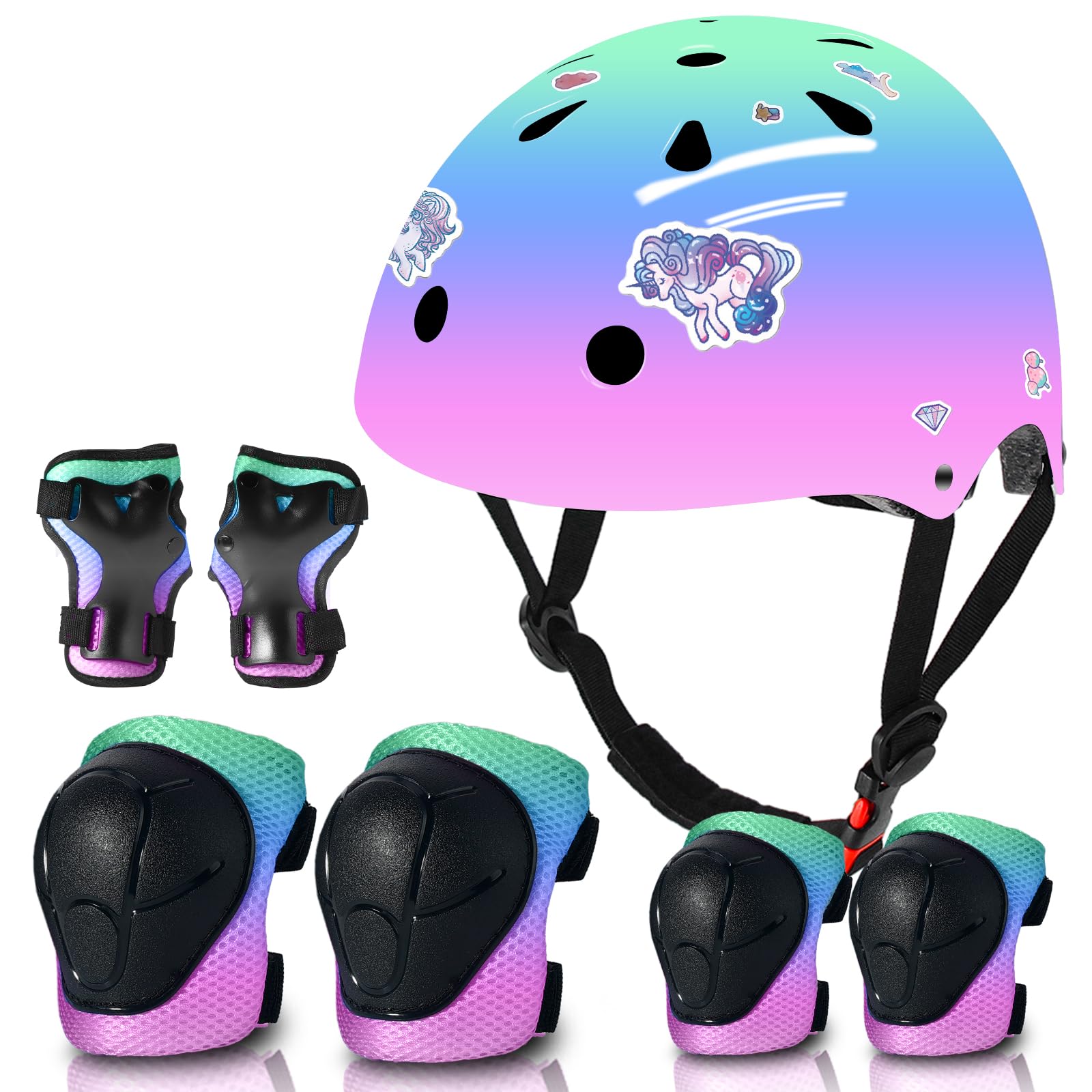 Photo 1 of ***JUST THE KNEE WRIST*****ETEETOW Adjustable Gradient Color Kids/Toddler Bike Helmet for 1-2-3-5-8-14 Years Boys Girls,Skateboard Helmet with Knee and Elbow Pads Wrist Guard Roller Skates,Cycling,Skating Scooter Longboard