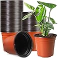 Nursery Pots, PEYOU 50 Pack 6" Plastic Plant Pots with Drainage Hole, Flower Seedlings Garden Supplies Plant Pot, Flower Plan