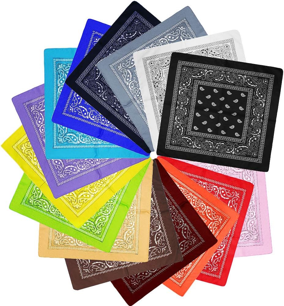 Bandanas for Women, Bandanas for Men, TOBATOBA 15 Pack Bandanas in Bulk, Paisley Bandanas Cotton Assorted Bandanas, Hair Bandana Head Wrap Scarf Wristband, Multi-Purpose Bandanas for Women Men Girls Boys Unisex