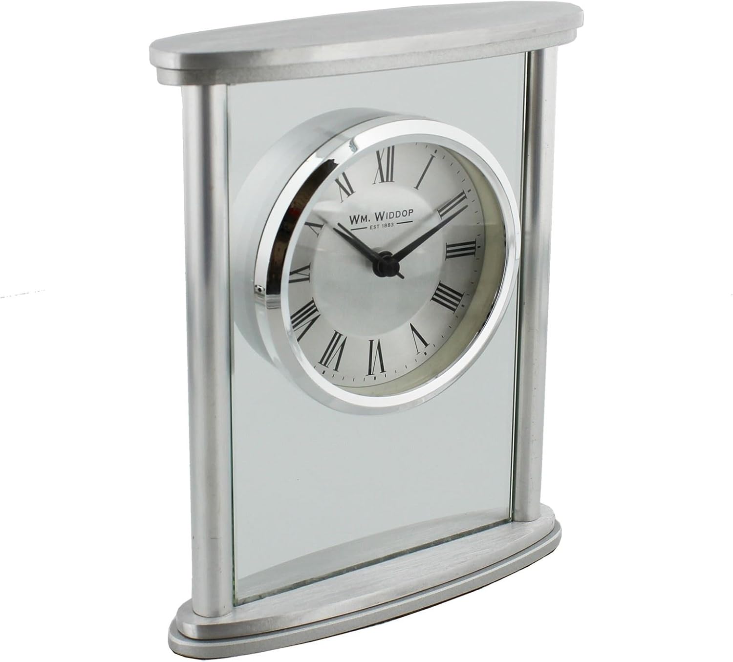 Wm.Widdop Open Square Chrome Mantel Clock Roman Chrome Bezel Amazon.co