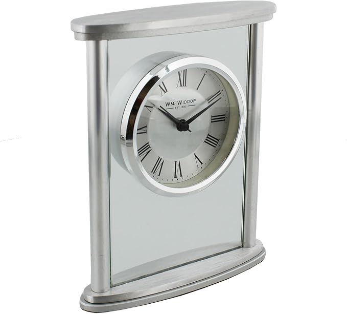 Wm.Widdop Open Square Chrome Mantel Clock Roman Chrome Bezel Amazon.co