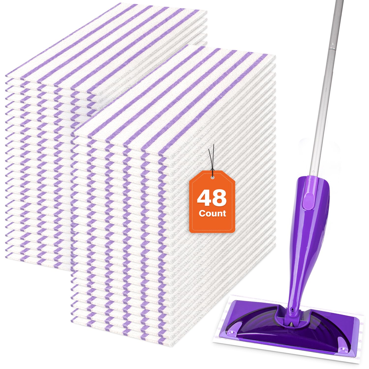 Photo 1 of HOMEXCEL Microfiber Floor Mop Pads 48 Count Compatible with Swiffer WetJet for Wet & Dry Use, Disposable or Reusable Mops Head Replacement, All Purpose Multi Surface Hardwood Pad Refill