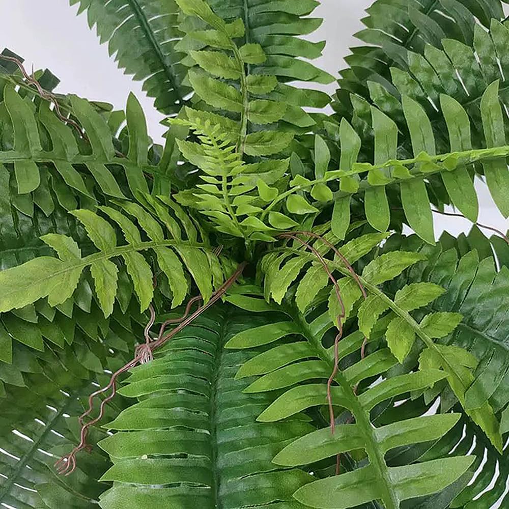 Photo 1 of 2 Pack Realistic Artificial Boston Fern Hanging Plants - 88 Leaves 48 Inch Indoor Fake Plants for Home Decor, Nearly Natural Large Faux Ferns for Porch, Patio, Balcony & Shaded Outdoor Wall Decor