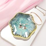 Binoster Leaf Jewelry Dish Crystal Green Ceramic Trinket Tray 11x3 cm view 6