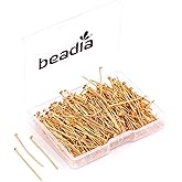 BEADIA Head Pins Gold for DIY Jewelry Making 30mm 300pcs