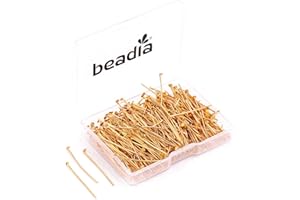 BEADIA Head Pins Gold for DIY Jewelry Making 40mm 200pcs