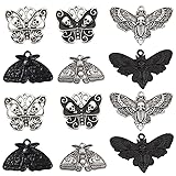 SUNNYCLUE 1 Box 24Pcs Moth Charms Gothic Style