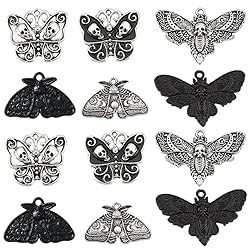SUNNYCLUE 1 Box 24Pcs Moth Charms Gothic Style