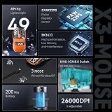 ATTACK SHARK X3 49g Super Light Gaming Mouse PixArt 3395 26000 DPI BT USB-C view 3