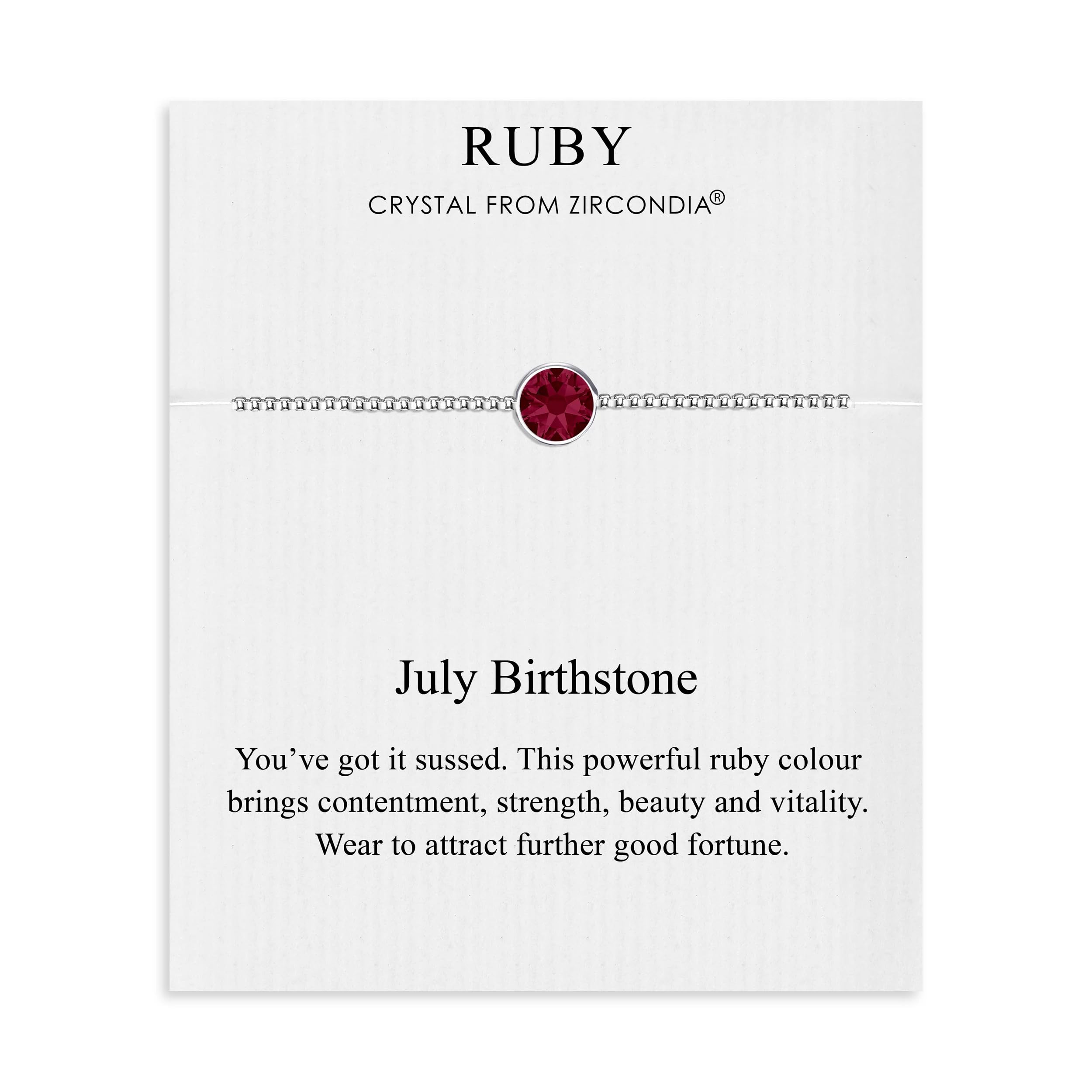 Philip Jones July (Ruby) Birthstone Bracelet Created with Zircondia® Crystals