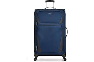 U.S. Traveler Aviron Bay Expandable Softside Luggage with Spinner Wheels, Navy, Large 30-Inch