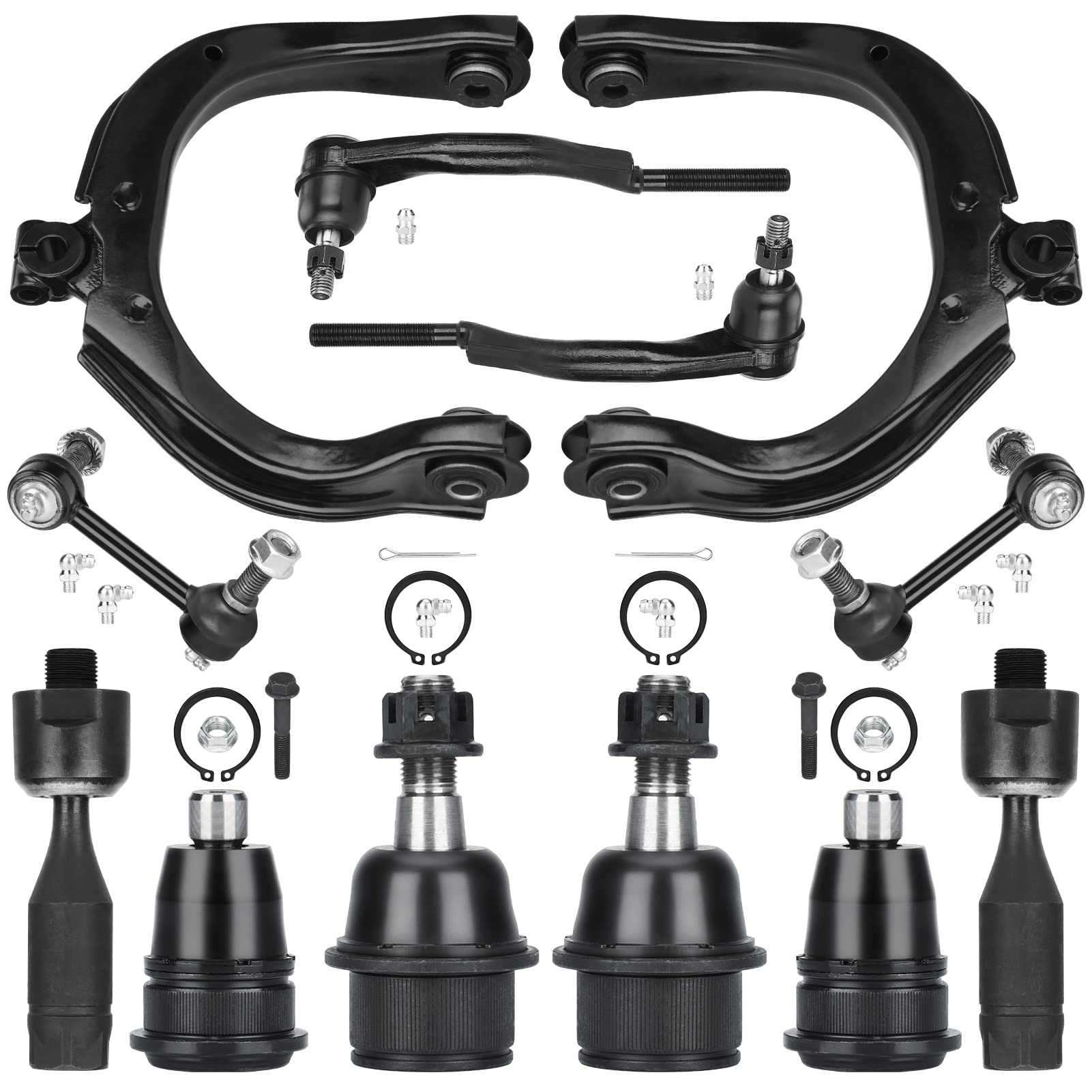 Photo 1 of 12PCS K80824 K80825 Front Upper Control Arms for Chevy SSR Trailblazer GMC Envoy XL XUV Buick Rainier Isuzu Ascender Suspension Kit w/Ball Joints Tie Rod End Sway Bar Link K640293 K640294