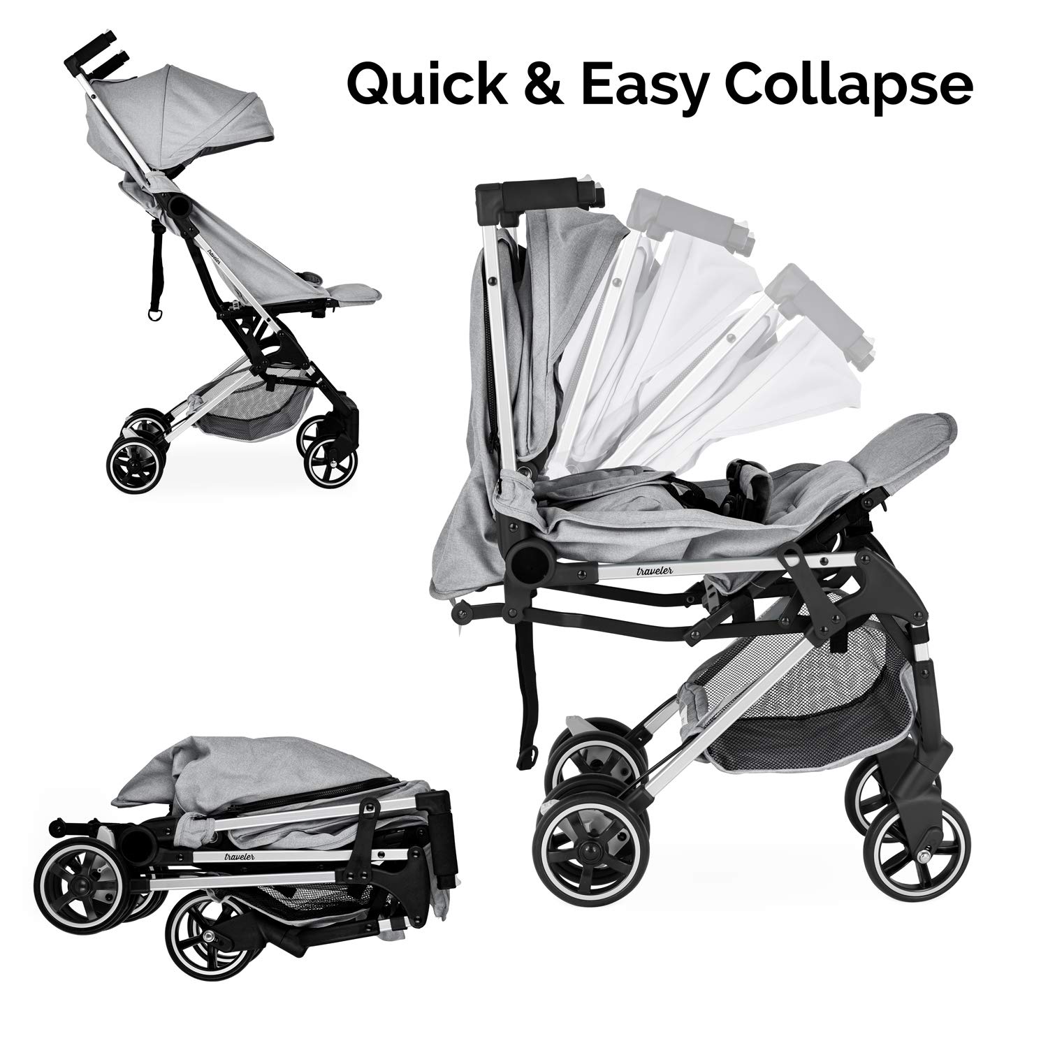 1 Step Fold Pull Handle Ultra Lightweight and Compact Fits in Airplane