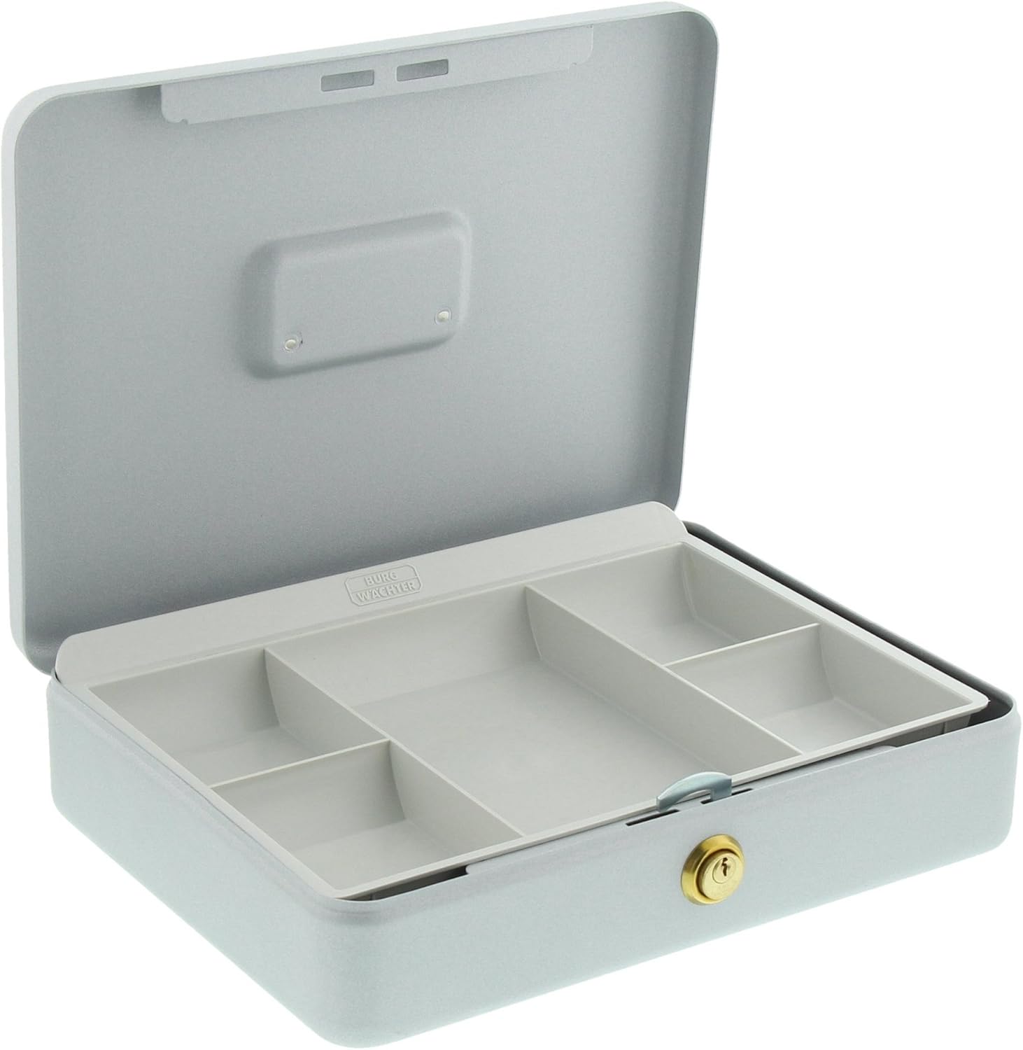 BURG-WÄCHTER Safety Deposit Box, Flat Design, Piston Cylinder Lock Brass, Universa-CKS 307, Silver, BxTxH: 310x235x75 - Image 4