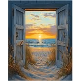 Number Artist Paint by Numbers Kit &ndash; Door to Sunset, No Frame | 16x20in Canvas, No Frame, Painting For Adults, Beginner-Friendly, Numbered Linen, 24 Acrylic Colors, 6 Brushes