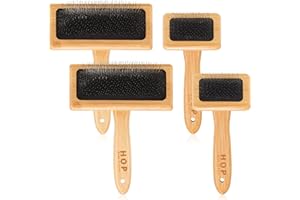 Rtteri 4 Pcs Wooden Wool Carder Hand Carders Slicker Brush Wool Carding Brush Needle Felting Tool for Dogs Spinning Weaving Craft Supplies, 2 Sizes