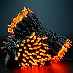 YULETIME 200 Orange LED Christmas Lights with Black
