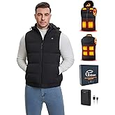 Rrtizan Heated Vest for Men with Detachable Hood, 10000mAh Battery, 9 Heating Zones, 3 Temp Levels, Lightweight Waterproof for Winter Hunting, Hiking(806,S)