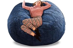 ZGLCQSGY Bean Bag Chair Cover,Bean Bag Chairs for Adults Big Bean Bags Cover Comfy Bean Bag Bed Dark Blue(No Filler,Cover only) Fluffy Lazy Sofa