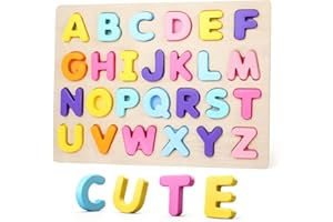 JOLSNAF Alphabet Puzzles Wooden for Toddlers, ABC Learning Toys for Kids, Preschool Educational Activities Gift for Girls Boys
