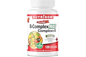 Nutridom B-Complex Max, Active B-Complex with Methylated B12, Methylfolate, P-5-P, Choline & Inositol, Canadian-Made, Vegan, 
