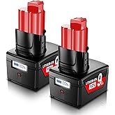 BATTOOL Upgraded【LCD Display】 12V 9.0Ah Battery Replacement for Milwaukee M12 Battery Compatible with Milwaukee 12V Power Tools and Chargers 48-11-2411 48-11-2412 48-11-2420 48-11-2440, 2Pack