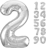 Unique Silver Number 2 Shaped Large Foil Balloon 86cm 34in view 3