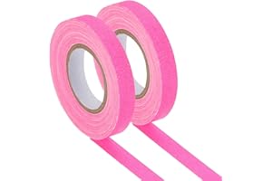 PATIKIL Neon Gaffer Cloth Tape, 0.4 Inch x 65.6 Feet Colored Cotton Glow Tape Markers Fluorescent Blacklight Glow in The Dark