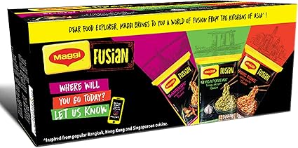 Maggi Fusian Noodles Limited Edition Pack of 12,  Assortment Box of 4*3, 876 g