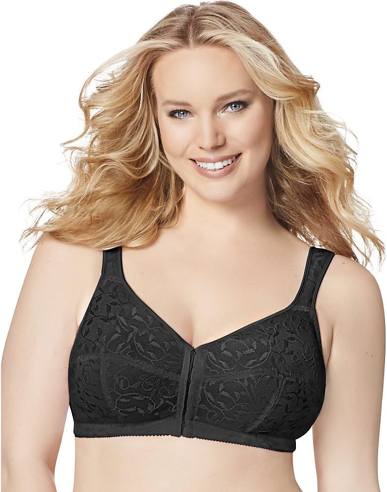 JUST MY SIZEJMS Easy-On Front Close Wirefree Bra_Black_42C