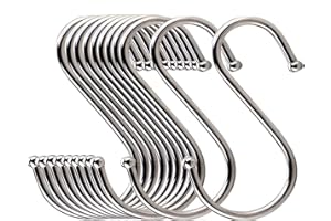 Lysas 20-Pack Round S Shaped Metal, Hooks Hangers for Kitchen, Bathroom, Bedroom and Office