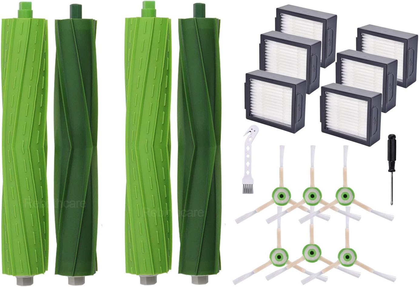 Rebirthcare Replenishement Kit for iRobot Roomba 800 & 900 Series 805 860 870 871 880 890 960 980 Vacuum Replacement Parts,with Extractors &Filters &Side Brushes & Small Brush (iRobot i7 Series)