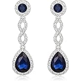 Crysdue Women's Rhinestone Bridal Chandelier Dangle Earrings for Wedding, Spiral Infinity Stunning Crystal Teardrop Jewelry for Prom Party