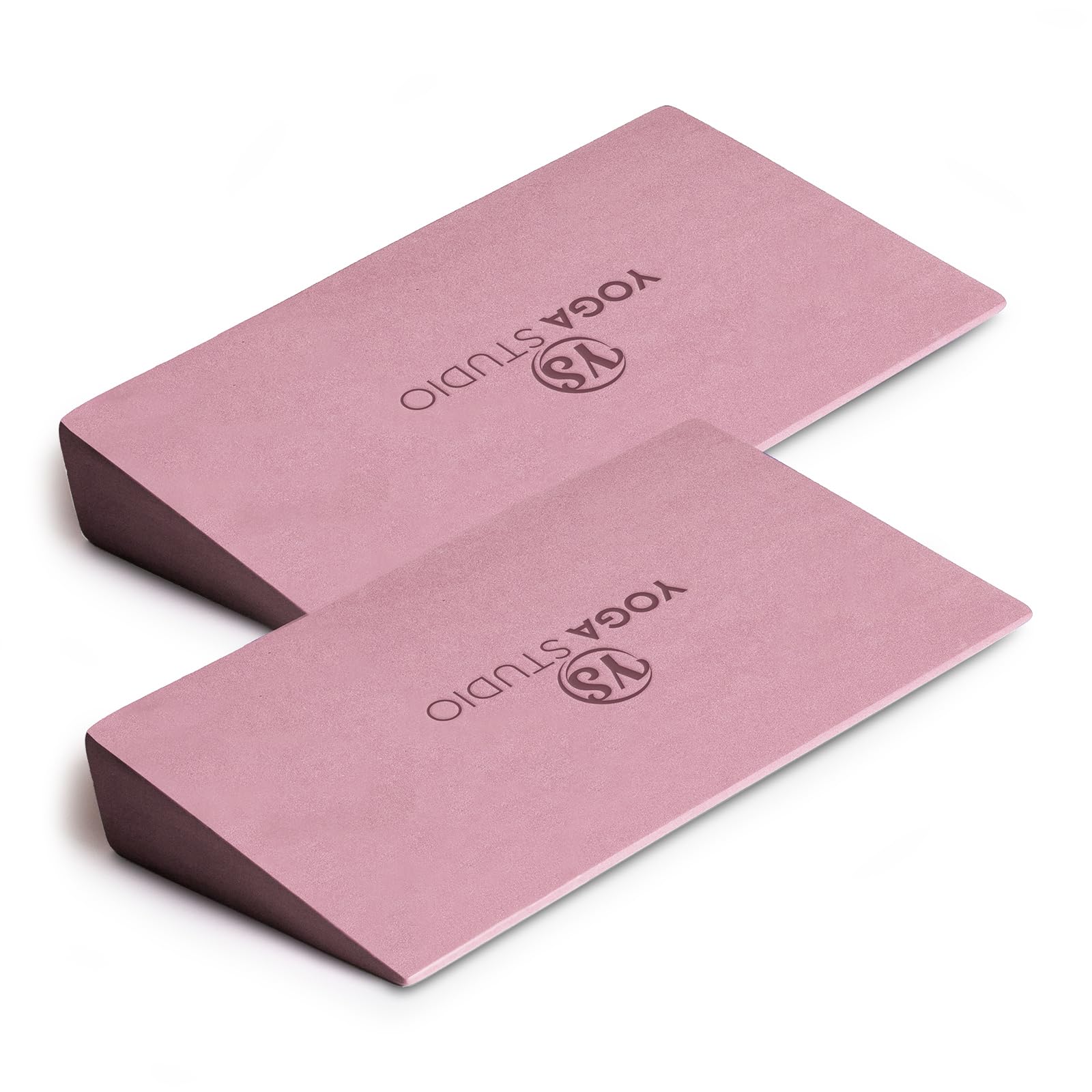 Yoga Studio EVA Yoga Wedge Blocks - 2 Pack (Pair) | Slant Board Twin Pack | Calf Stretcher | Lightweight EVA Foam | Mini Half Wedges | Non Slip Yoga Wedge for Wrists and Hands (Dusty Pink)