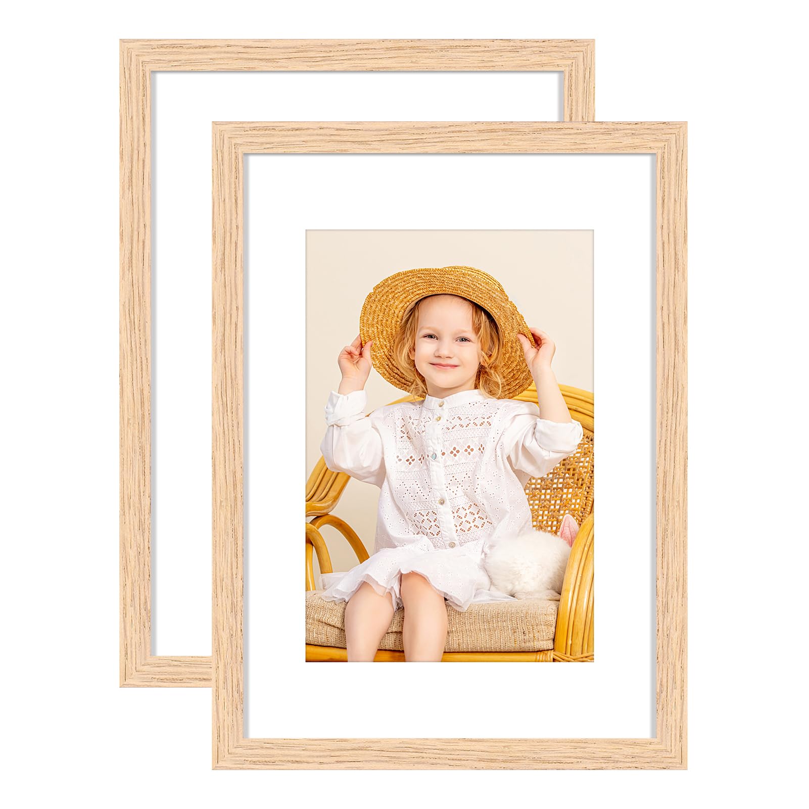 A5 Oak Wood Photo Picture Frame,15x21cm Certificate Frames with Perspex Glass for Wall Display Horizontally or Vertically in Living Room Bedroom Gallery,Set of 2