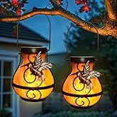 X-PREK 2 Pack Solar Lanterns Outdoor Waterproof Hummingbird Hanging Solar Lantern Flickering Flame Lights Solar Powered Lamps Garden Patio Porch Decoration(Plastics)