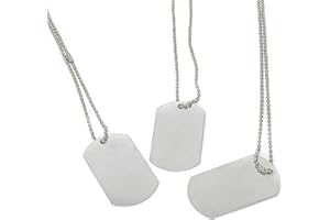 Podzly 24 Piece Military Dog Tags - Silver Metal Necklaces with 2" Tag with 24" Chain - Breakaway Features - Perfect for Army-Themed Birthday Parties, Costumes & Favors