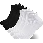 JOYZOO Men's Running Ankle Socks -6 pairs Athletic Cushioned Breathable Low Cut Sports Tab Socks for Men Size 7-9/9-12/12-15